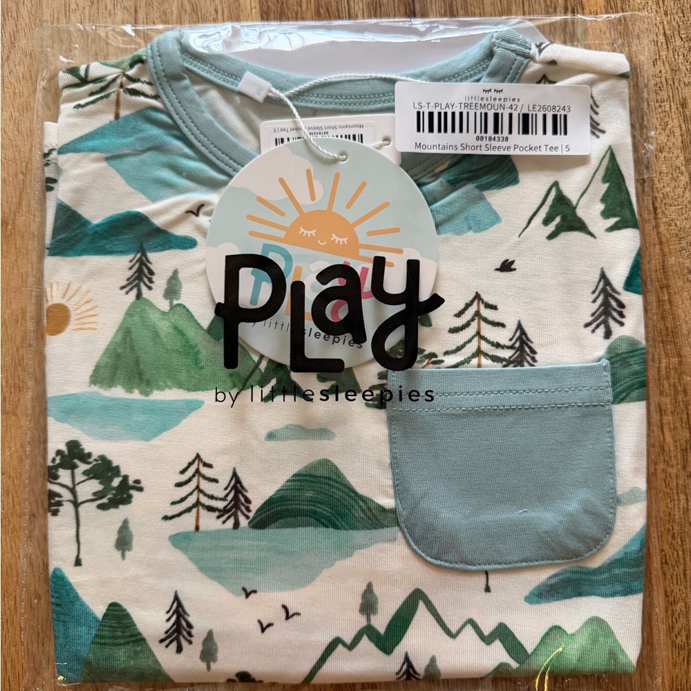 Little Sleepies Green and White Mountains Short Sleeve Tee
